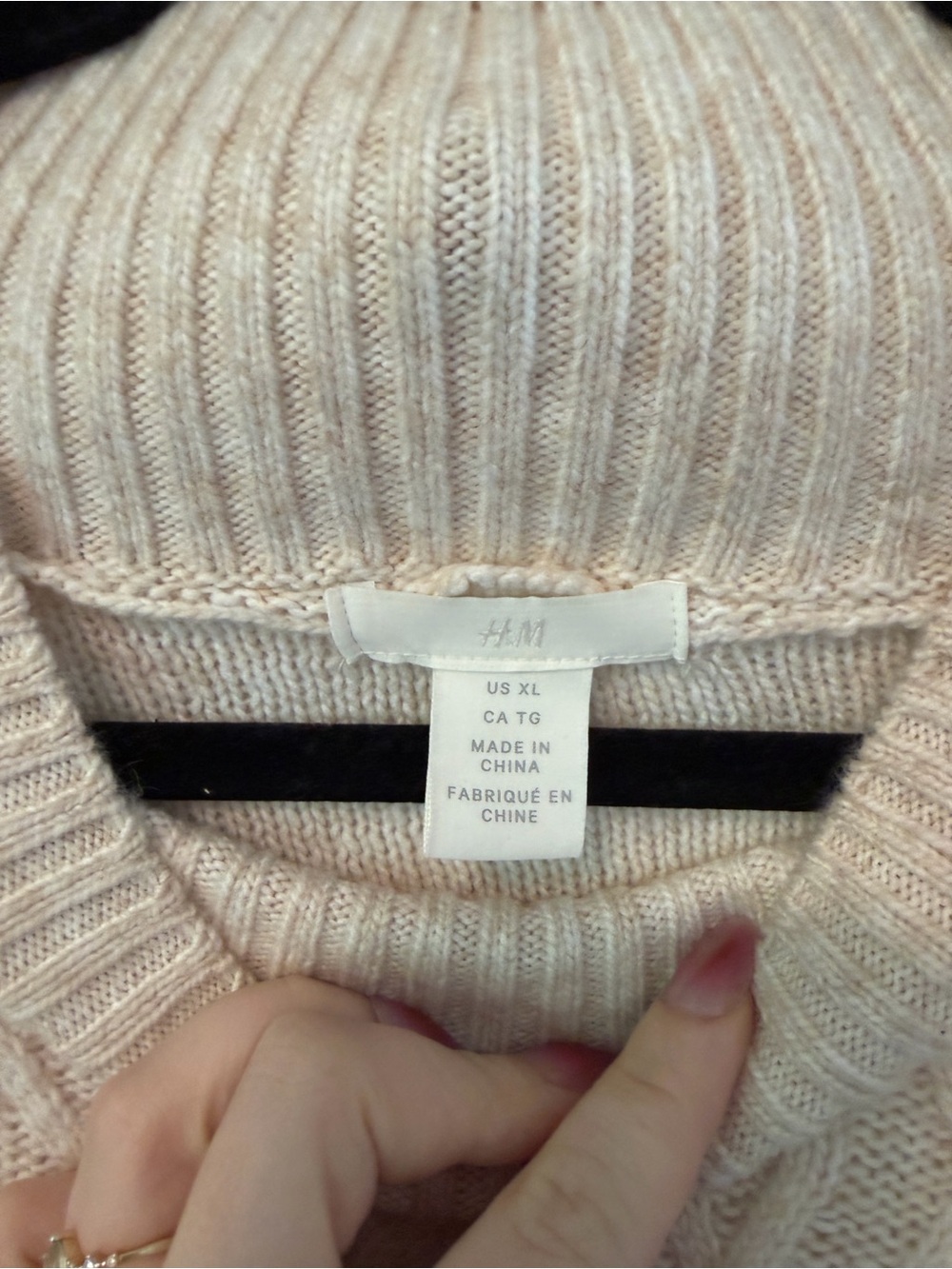 H&M Chunky Cable Knit Sweater Dress XL Cream Beige Wool Blend - Picture 4 of 6
